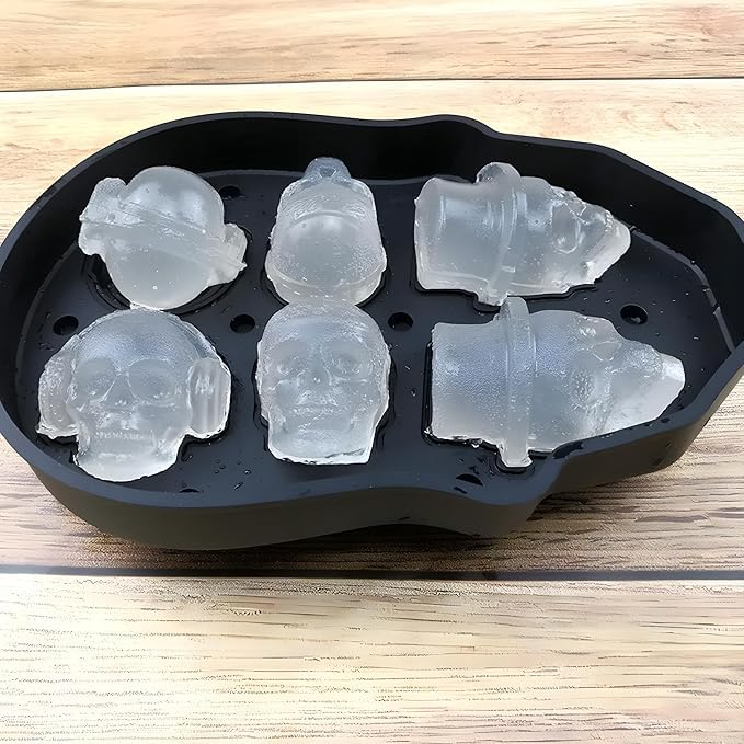 EDBIRET 3D Skull Ice Mold Tray in 4 Capacities Silicone Ice Cube Molds for Whiskey CocktailsIced Tea Coffee Easy Release and Reusable Cute and Funny Ice Skull BPA Free 6 - Image 2