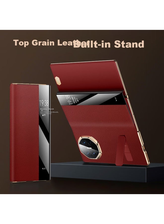Suoying First Layer Genuine Leather Rotating Stand Case For Huawei Mate Xts Foldable Screen Smart Flip Cover Full Protection With Central Axis Collector Edition - Image 1