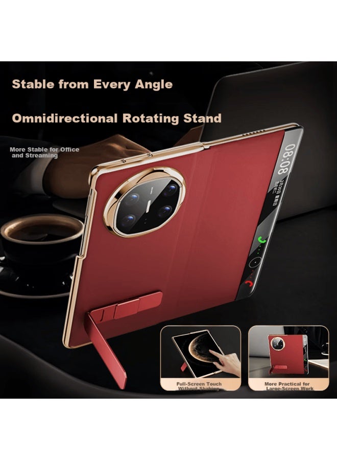 Suoying First Layer Genuine Leather Rotating Stand Case For Huawei Mate Xts Foldable Screen Smart Flip Cover Full Protection With Central Axis Collector Edition - Image 4