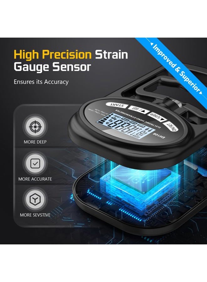 HICHOR Hand Grip Strength Tester Trainer - Electronic Hand Dynamometer Forearm Grip Strengthener Exerciser Digital Training Gauge 265 Lbs 120 Kgs for Sport Home School Use - Image 4