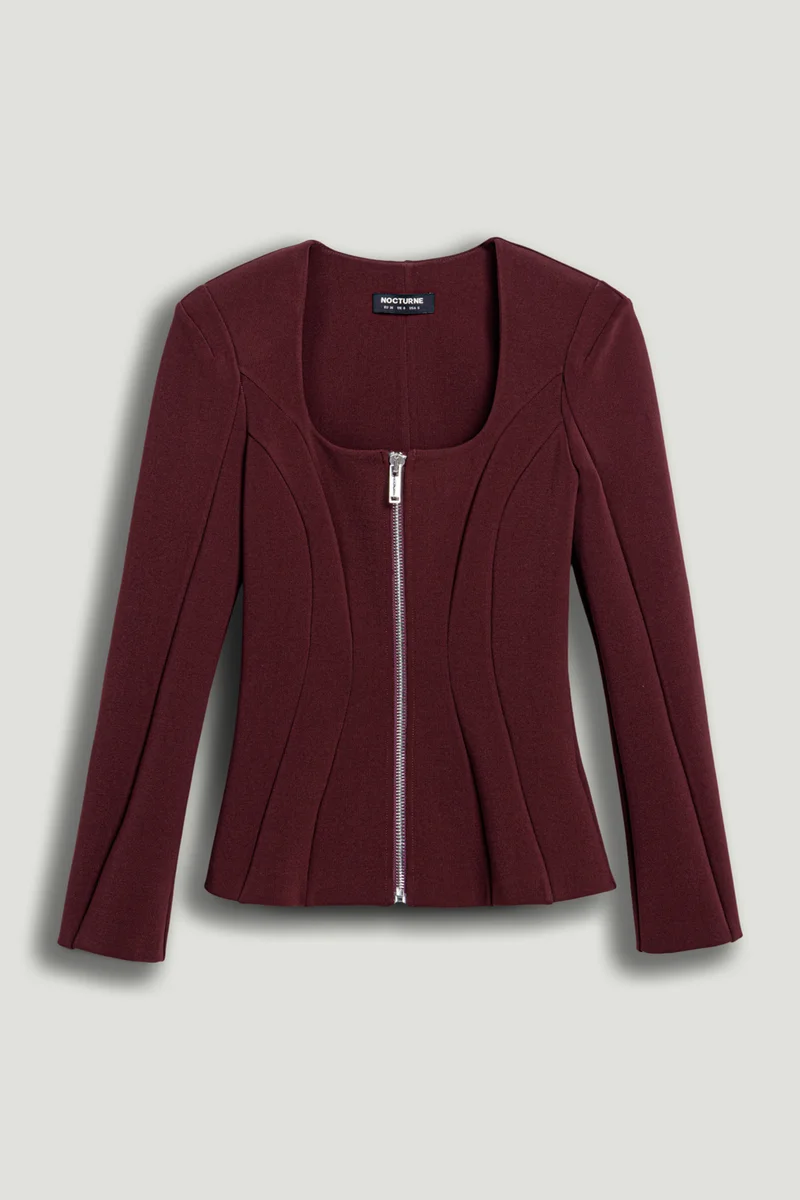 Nocturne Zip-Front Structured Top