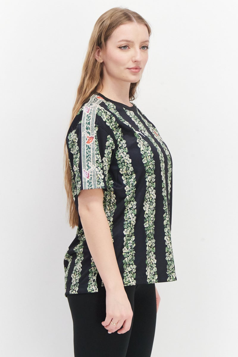 PUMA Women Sportswear Fit Short Sleeve Stripe Training Tee, Black Combo - Image 3