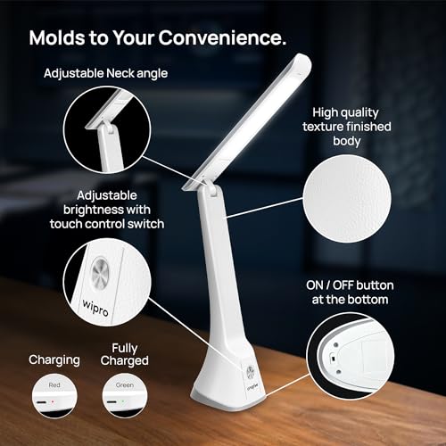 Wipro Rechargeable Table lamp 6W TL2 Pack of 1 White - Image 3