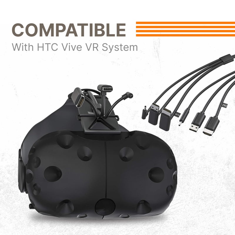 Skywin كابل سكاي وين 3 في 1 دائري متوافق مع HTC Vive - كابل اتصال بديل 3 في 1 لسماعة HTC Vive و Linkbox (5 أمتار / 16 قدم) - Image 4