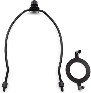 DTTRA DTTRA 8 inch Lamp Shade Harp Holder and E26 Light Base UNO Fitter Adapter Converter Finial Set, Black  - Image 1