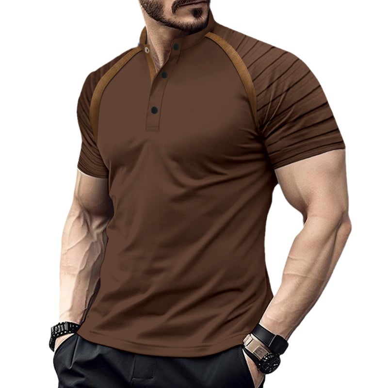 Heavy Tie-Dyed Washed Short-Sleeved T-Shirt Men'S Retro Loose Crewneck Button Top Me12 - Image 5