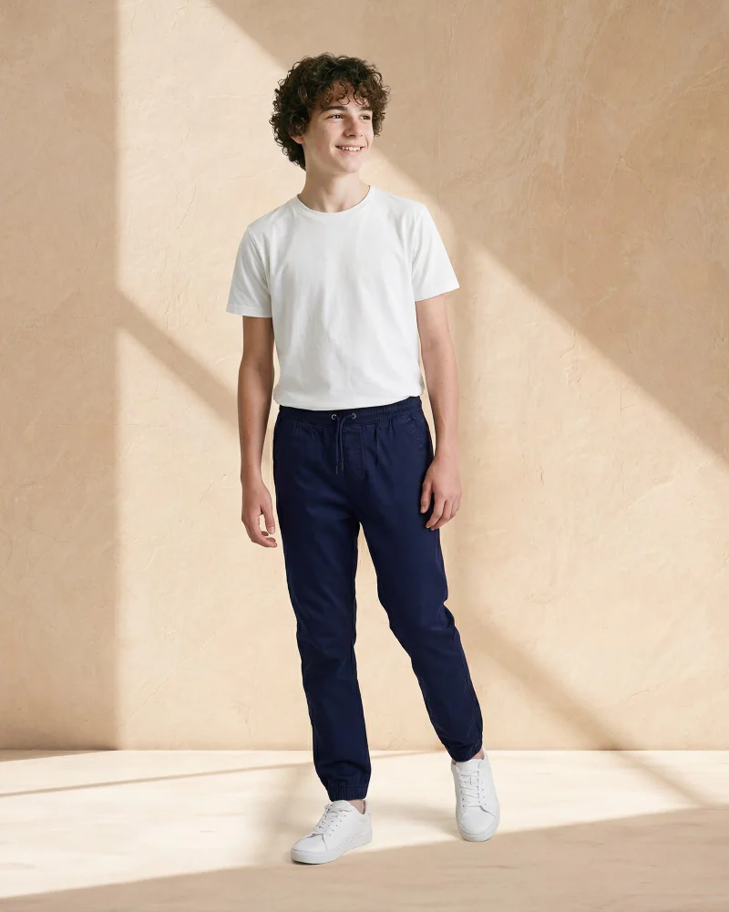 Redtag Senior Boys Navy Pull On Joggers