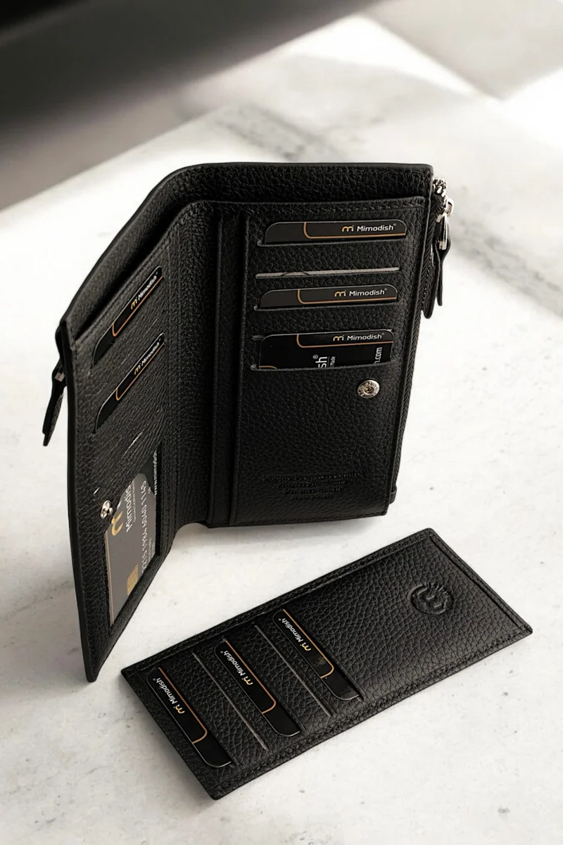 ميموديش First Class Workmanship Luxury Genuine Leather Zippered Special Compartment Leather Card Holder Hand Wallet Leather Men's Wallet