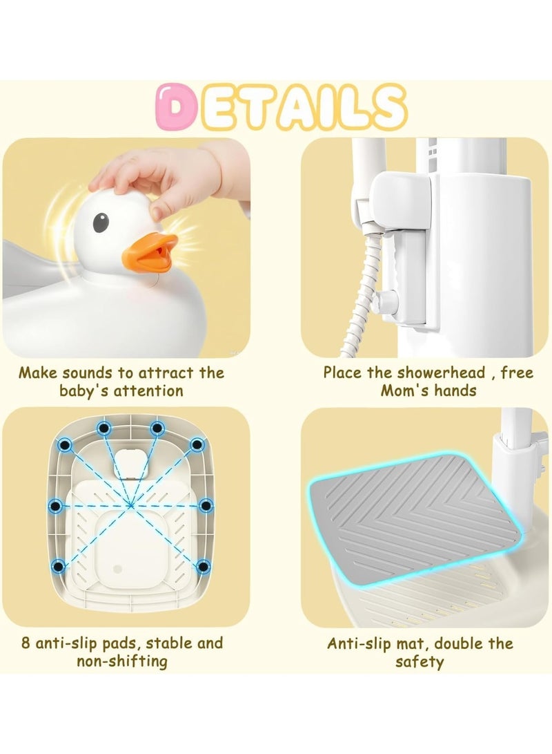 Adjustable Baby Bath Stand with Anti-Slip Base, Toddler Shower Standing Support for 6–36 Months, Safe Baby Bath Support Frame, Easy Setup - Image 3