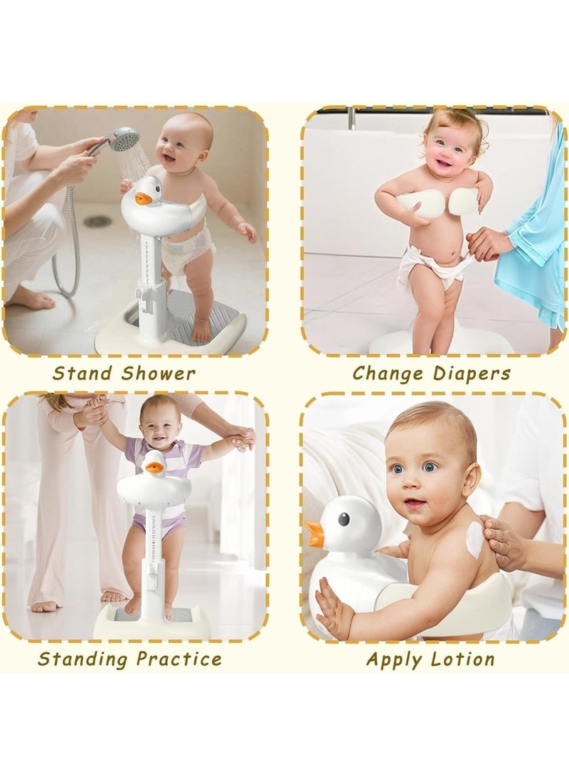Adjustable Baby Bath Stand with Anti-Slip Base, Toddler Shower Standing Support for 6–36 Months, Safe Baby Bath Support Frame, Easy Setup - Image 5