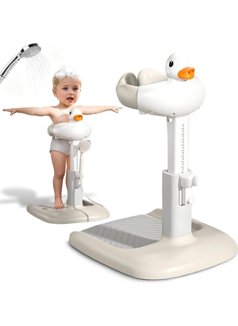 Adjustable Baby Bath Stand with Anti-Slip Base, Toddler Shower Standing Support for 6–36 Months, Safe Baby Bath Support Frame, Easy Setup - Image 1