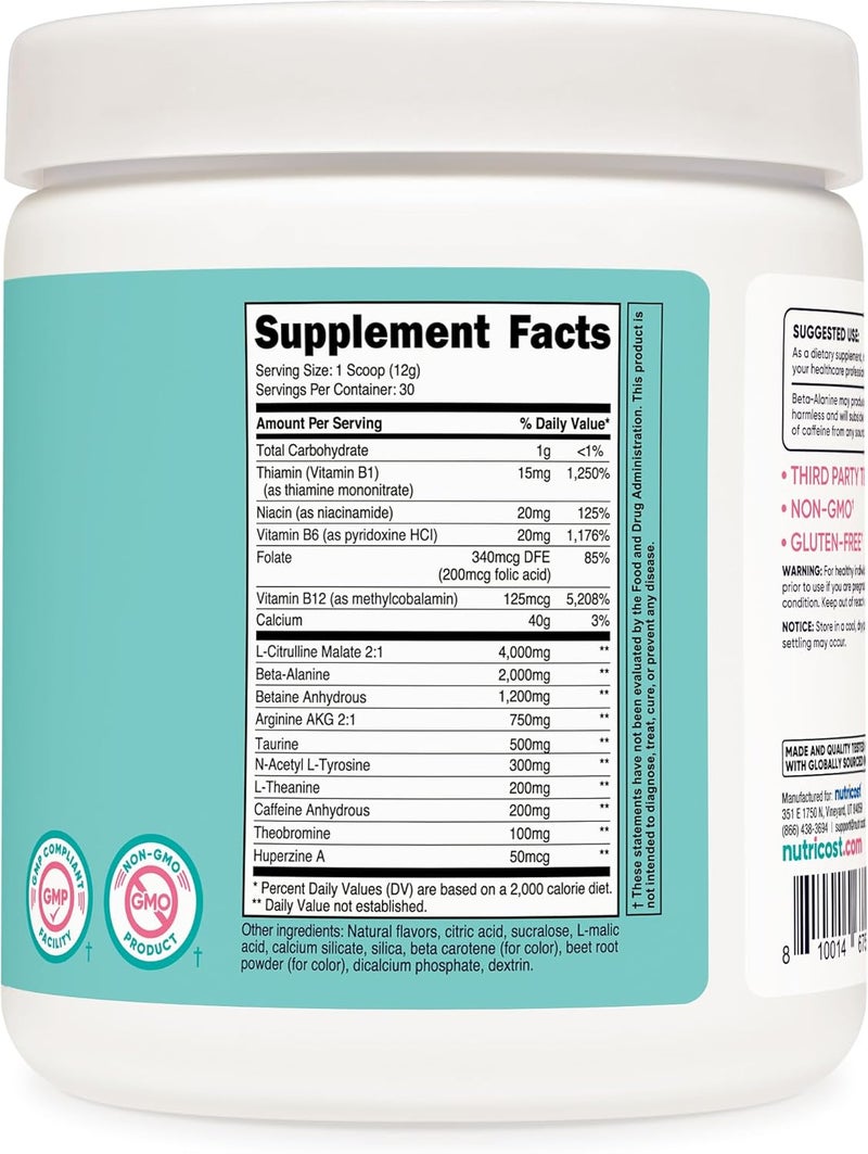 Nutricost PreWorkout Powder for Women Peach Mango 30 Servings - Image 5