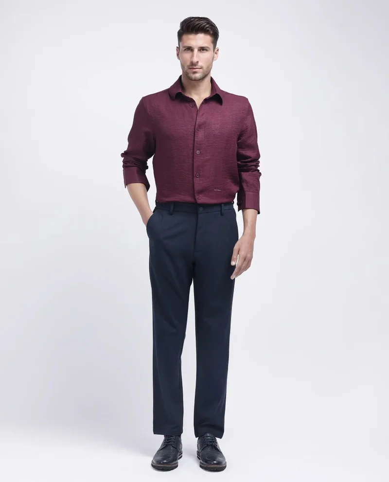 Rare Rabbit Men's Relaxed Fit Plain Shirt