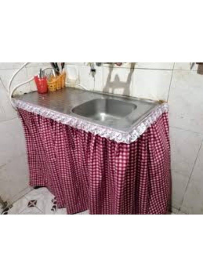 Short Kitchen Curtain Plaid Pattern | Under Sink Curtain Rustic Style | Small Decorative Kitchen Curtain - Image 1