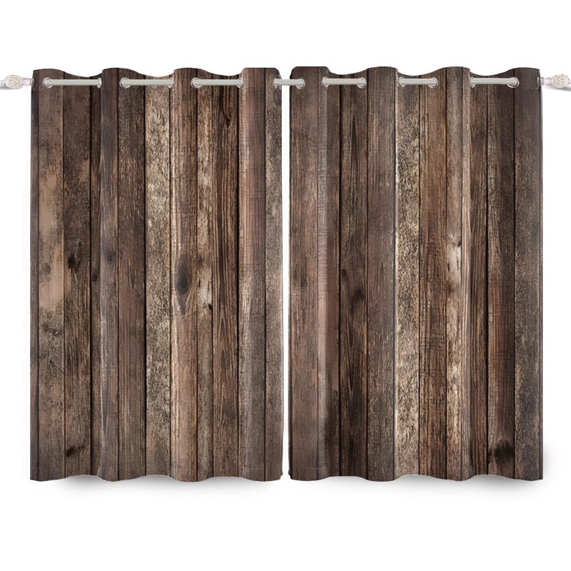 DORCEV Rustic Old Brown Window Curtains Vintage Wood Barn Door Curtains Retro Wood Planks American Rustic Rural Garage Door Drapes Door Native Farmhouse Decor Window Treatments,53x72 inch,2 Panels - Image 4
