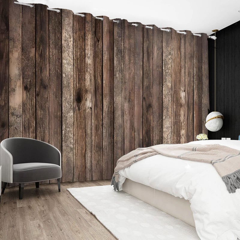 DORCEV Rustic Old Brown Window Curtains Vintage Wood Barn Door Curtains Retro Wood Planks American Rustic Rural Garage Door Drapes Door Native Farmhouse Decor Window Treatments,53x72 inch,2 Panels - Image 3