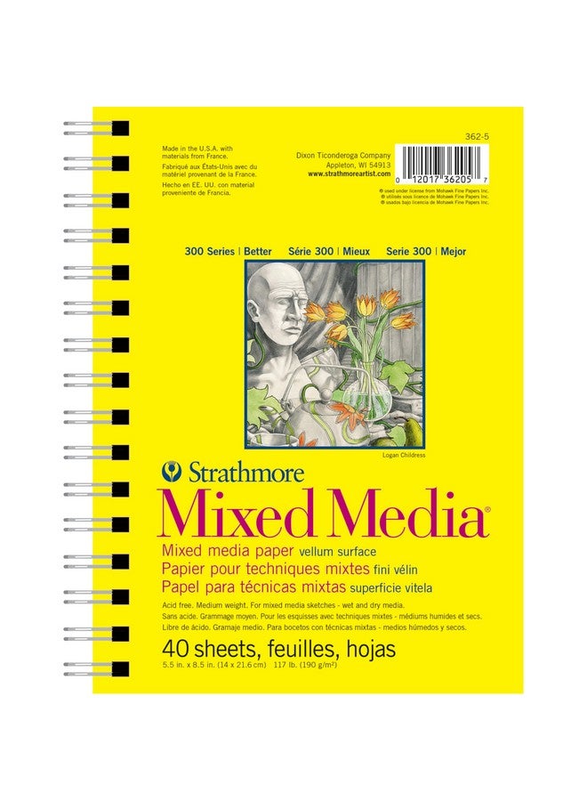 Strathmore 300 Series Mixed Media Pad, 5.5"x8.5" Wire Bound, 40 Sheets - Image 1