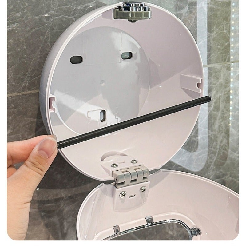 Wall-Mounted Tissue Box: Compact Space-Saving Design - No-Drill Easy Installation Smiley Face Storage Container for Small Bathroom Decor - Image 4