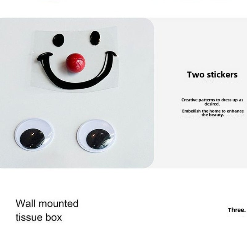 Wall-Mounted Tissue Box: Compact Space-Saving Design - No-Drill Easy Installation Smiley Face Storage Container for Small Bathroom Decor - Image 3