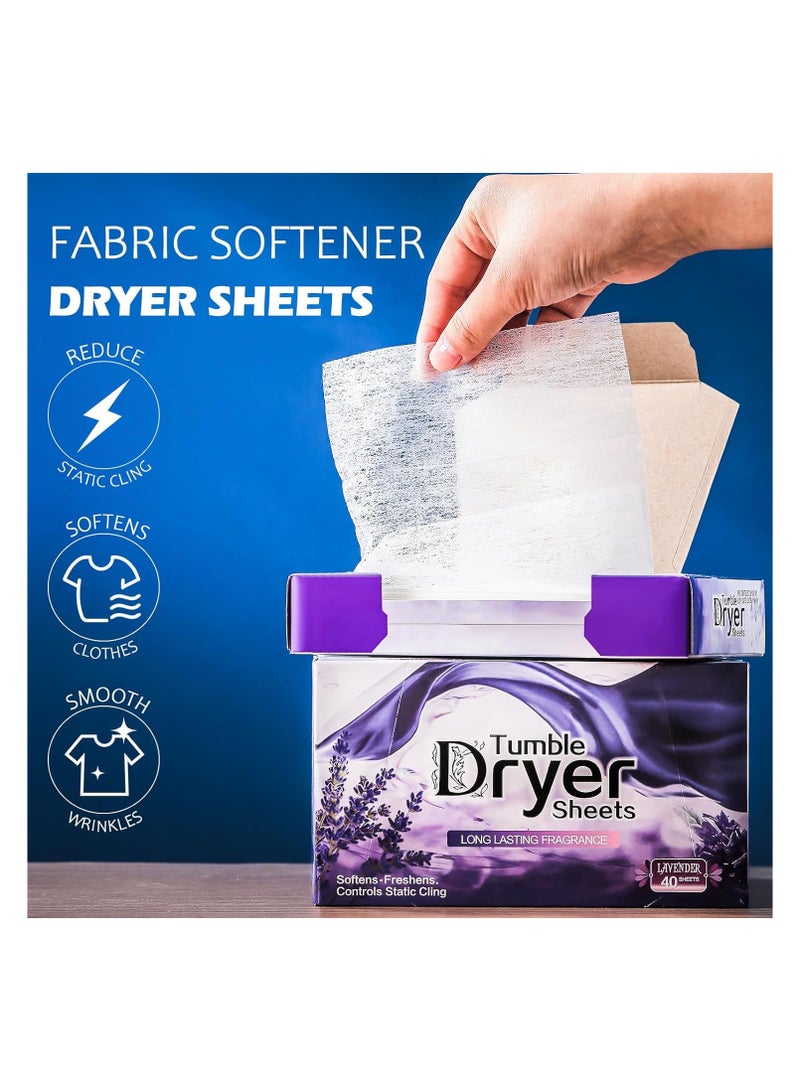 KASTWAVE Dryer Sheets - Clothing Softness Sheet, 1 Box/40 Count Natural Fabric Softener with Plant-Based Formula, Removes Static Cling, Gentle on Clothes - for Soothing(Lavender Incense) - Image 3