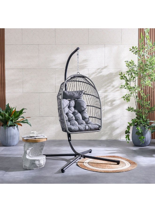 DANUBE HOME Savio Hanging Chair | 1-Seater Hammock Chair | Modern Design Hanging Chair | Single Seat Swing Chair For Indoor Outdoor Garden Patio L 105 x W 103 x H 203 cm - Multi Color - Image 2