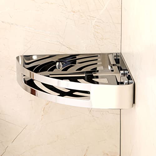 FORTUNE Stainless Steel 304 Wall Mount Corner Shelf Bathroom Multi-Functional Storage Shelf/Rack & Caddy Basket Bathroom Accessories (8.5x8.5 Inch) - (Pack of 2, Chrome) - Image 4