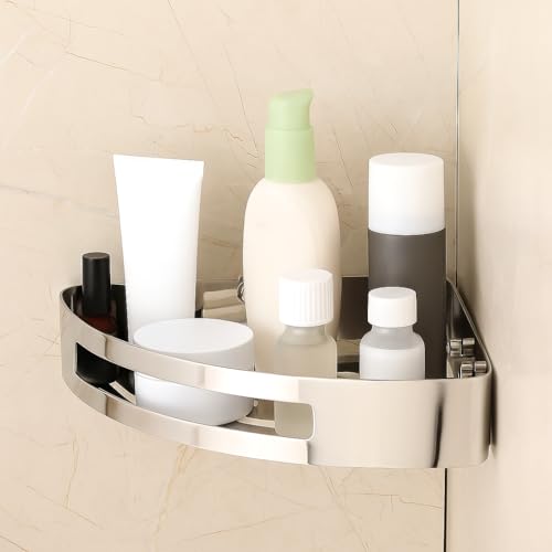 FORTUNE Stainless Steel 304 Wall Mount Corner Shelf Bathroom Multi-Functional Storage Shelf/Rack & Caddy Basket Bathroom Accessories (8.5x8.5 Inch) - (Pack of 2, Chrome) - Image 2