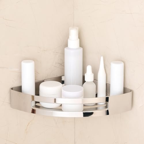 FORTUNE Stainless Steel 304 Wall Mount Corner Shelf Bathroom Multi-Functional Storage Shelf/Rack & Caddy Basket Bathroom Accessories (8.5x8.5 Inch) - (Pack of 2, Chrome) - Image 3