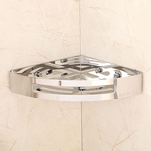 FORTUNE Stainless Steel 304 Wall Mount Corner Shelf Bathroom Multi-Functional Storage Shelf/Rack & Caddy Basket Bathroom Accessories (8.5x8.5 Inch) - (Pack of 2, Chrome) - Image 5