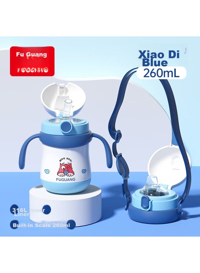 Fga Fuguang Children's Insulated Cup, Baby Straw Cup, Duck-billed Sippy Cup, 316l Stainless Steel Water Bottle, Drinking Cup, Xiaodi Lan - Image 1