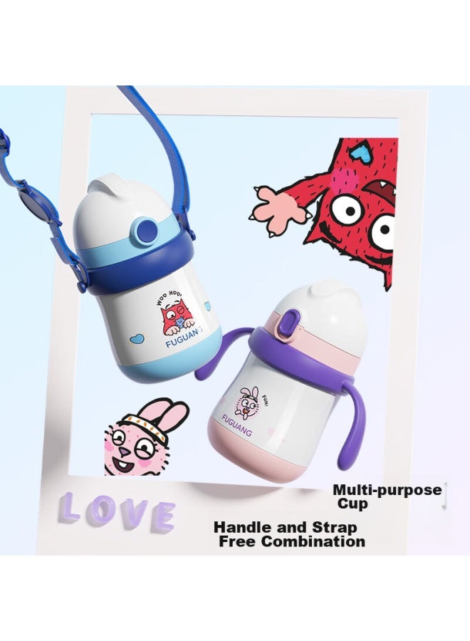 Fga Fuguang Children's Insulated Cup, Baby Straw Cup, Duck-billed Sippy Cup, 316l Stainless Steel Water Bottle, Drinking Cup, Xiaodi Lan - Image 5