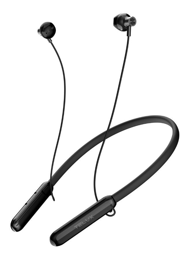 TELUX WAVEX Neckband Bluetooth Earphones, Long Playtime up to 40H, Rich Bass & Immersive Sound, HD Microphone, Magnetic Earbuds, TF Card Support, Comfort Fit – Black - Image 1