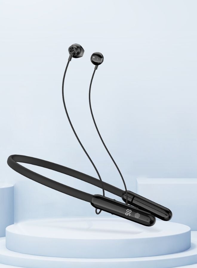 TELUX WAVEX Neckband Bluetooth Earphones, Long Playtime up to 40H, Rich Bass & Immersive Sound, HD Microphone, Magnetic Earbuds, TF Card Support, Comfort Fit – Black - Image 4