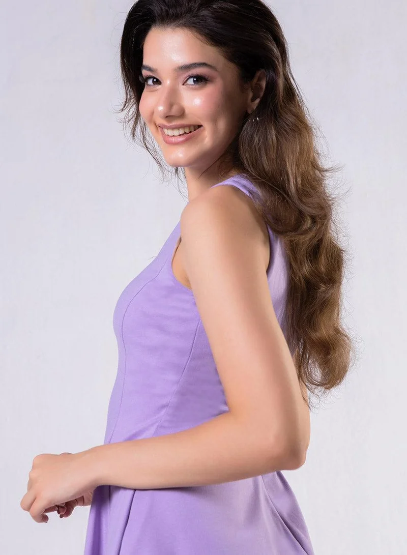 Zigzag  Short Lavender Ponte Mini Dress for Women | Best Price UAE
