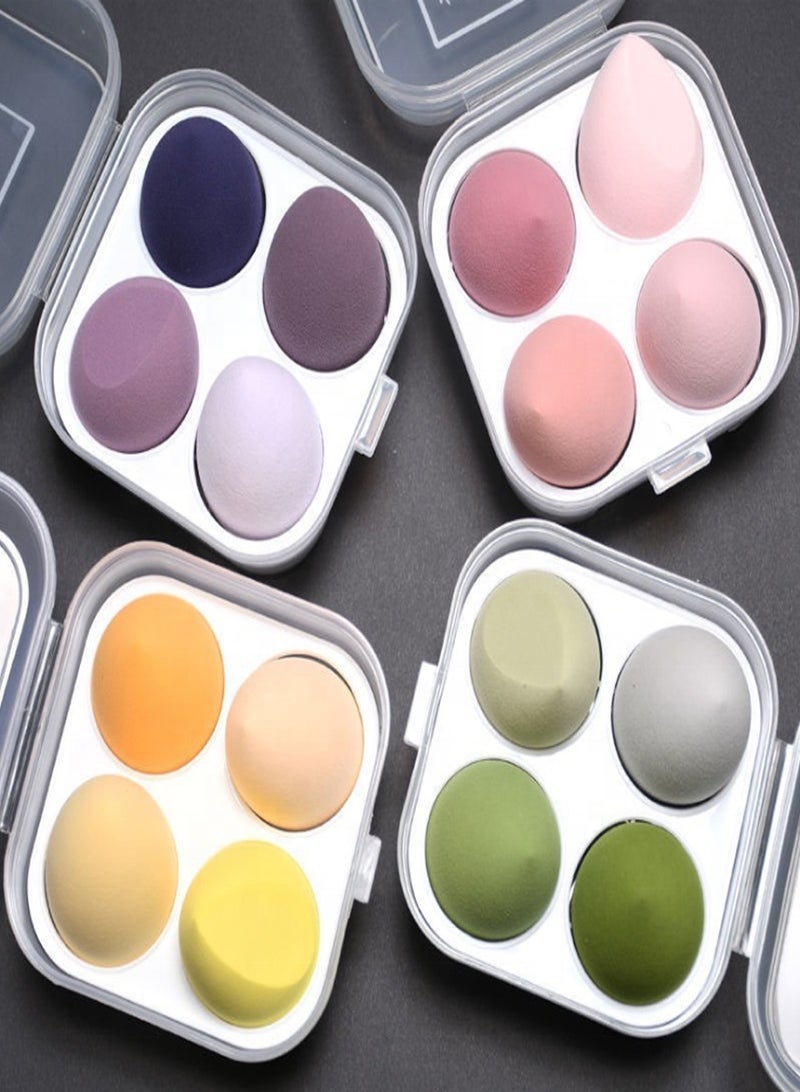 AEENAA 6 Pcs Makeup Sponge And Puff Set With Storage Case, Includes 4 Soft Beauty Blenders And 2 Pure Cotton Triangle Velvet Powder Puff For Face And Body Makeup, Foundation Blending, Concealer Application, And Undereye Setting Powder Cosmetic Applicator Kit ( Sponge Shapes and Colors May Vary ) - Image 2