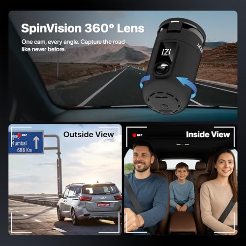 IZI Drive360 Dash Cam for Car, 360° Rotatable Car Camera, AI Voice Control, Full HD 1080P @30FPS, 170° Wide Lens, 24/7 Parking & Impact Detection, 128GB Support, Type-C Fast Connect, Built-in Mic - Image 2