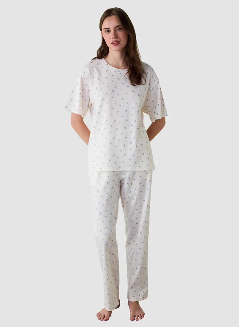 Penti Gardenya Hailee Floral Cotton Crew Neck Short Sleeve Pyjama Set