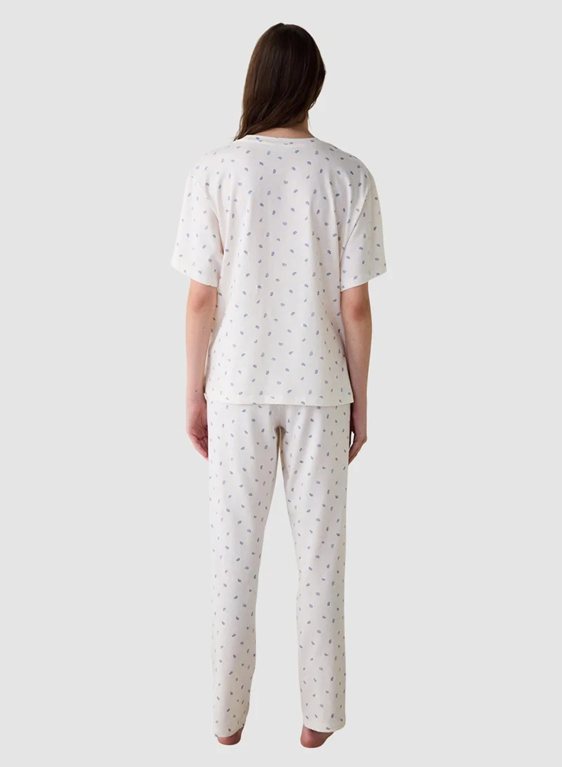 Penti Gardenya Hailee Floral Cotton Crew Neck Short Sleeve Pyjama Set