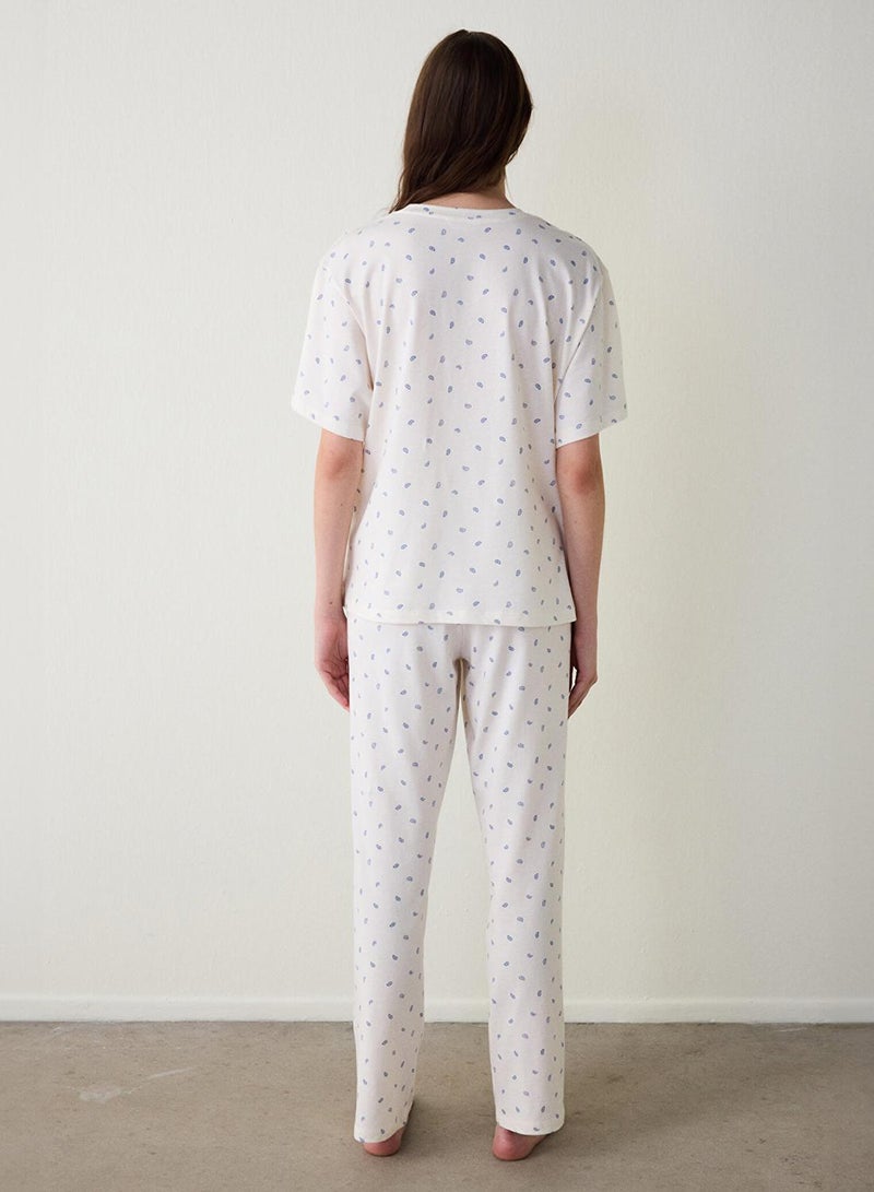 Penti Gardenia Gardenya Hailee Floral Cotton Crew Neck Short Sleeve Pyjama Set - Image 3