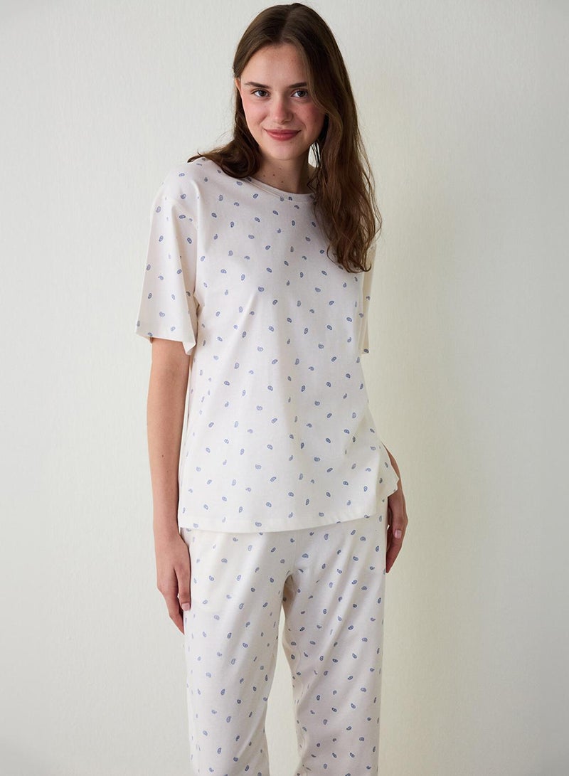 Penti Gardenia Gardenya Hailee Floral Cotton Crew Neck Short Sleeve Pyjama Set - Image 1