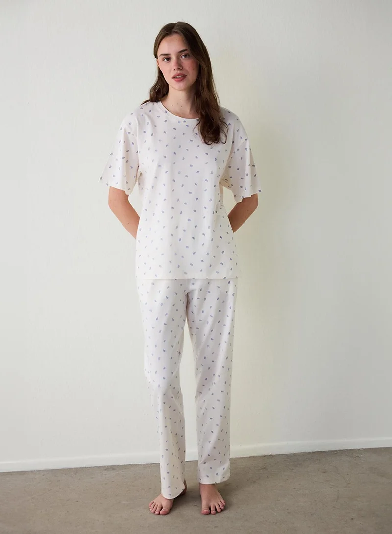 Penti Gardenia Penti Gardenia Gardenya Hailee Floral Cotton Crew Neck Short Sleeve Pyjama Set for Women | Best Price UAE
