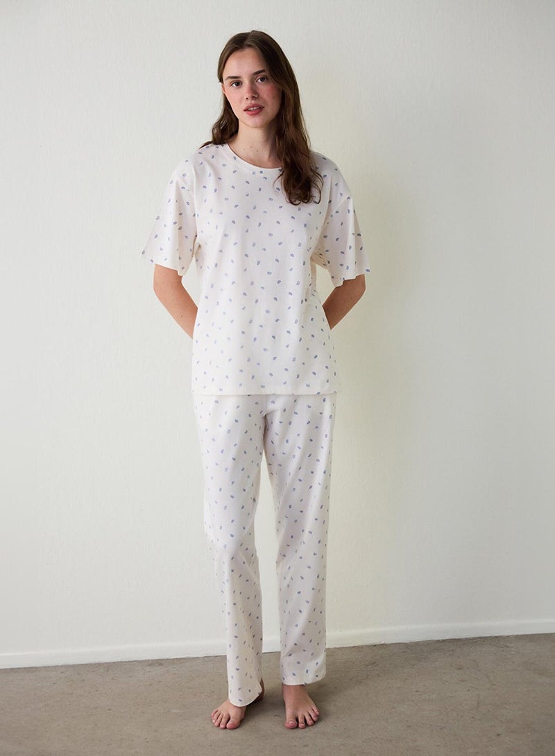 Penti Gardenia Gardenya Hailee Floral Cotton Crew Neck Short Sleeve Pyjama Set - Image 4