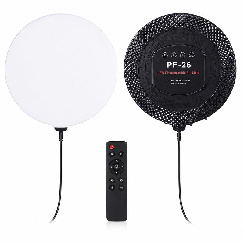 LED Video Light PF-26 Photography Fill, 3 Color Modes, 10 Brightness Levels, Dimmable Studio Panel with Remote, USB Powered for Streaming Makeup - Image 1