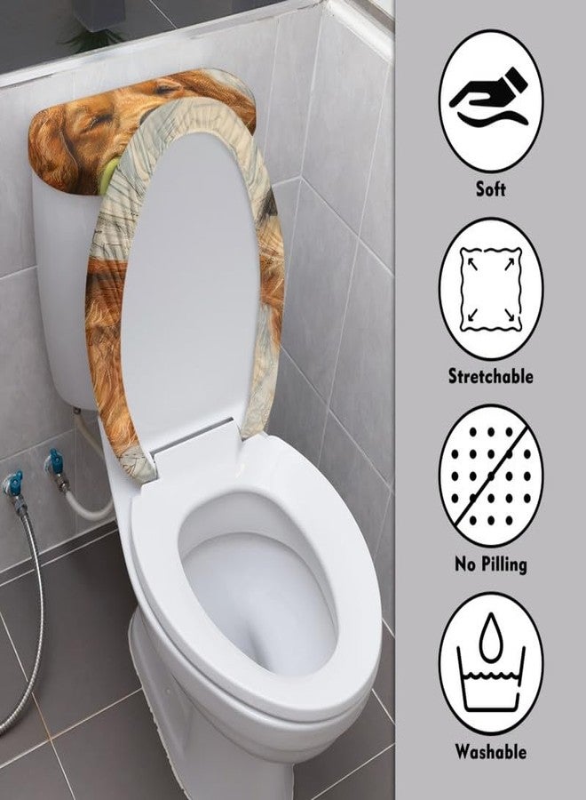 Daulesho Vivid Golden Retriever Standard Toilet Seat Lid Cover 3D Golden Retriever Dog Bathroom Toilet Seat Lid Cover Set Cute Animal Puppy Universal Fit Toilet Accessories Decor - Image 3