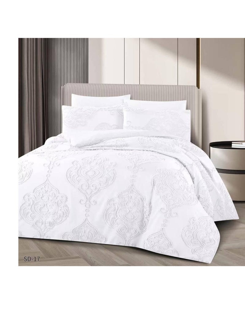 Luxury 6-Piece Embroidered Comforter Set – King Size Bedding Set with Fitted Sheet & Pillowcases | 220x240cm