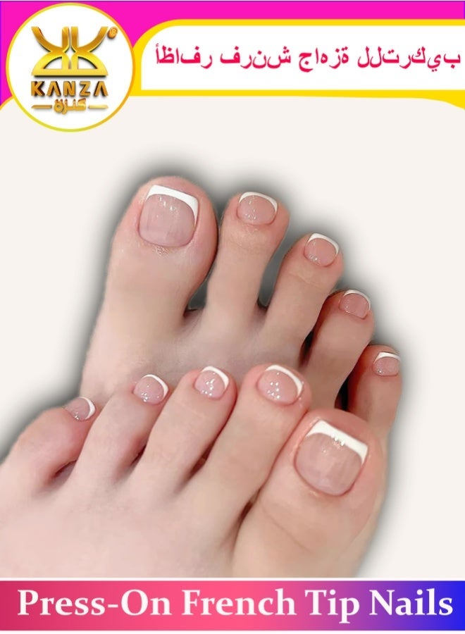 Kanza 24 قطعة أظافر لاصقة، أظافر مزيفة، مجموعة أظافر مزيفة للفتيات والنساء، أكسسوارات فن الأظافر، أظافر لاصقة مع ملصقات لاصقة للتطبيق السهل، مجموعة أظافر لاصقة - Image 1