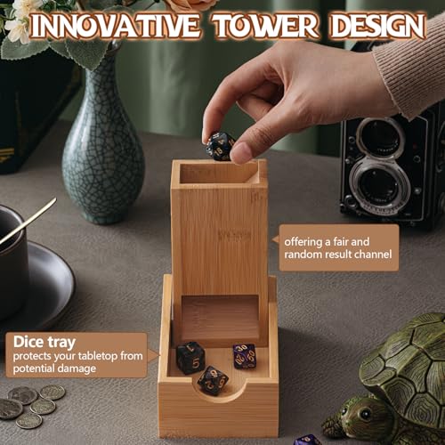 Arrowbash 1 Pack Dice Tower Foldable Wooden Magnetic Die Roller Castle Collapsible Rolling Tower Roller Case for Board Game, Role Playing Game, 5.5 x 3.2 x 2 Inch - Image 4