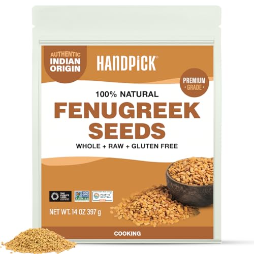 HANDPICK Fenugreek Seeds 14oz ALL NATURAL Fenugreek  Indian Origin Whole Methi Seeds Trigonella Foenum Graecum Fenogreco En Semillas  Resealable Ziplock Pouch - Image 1