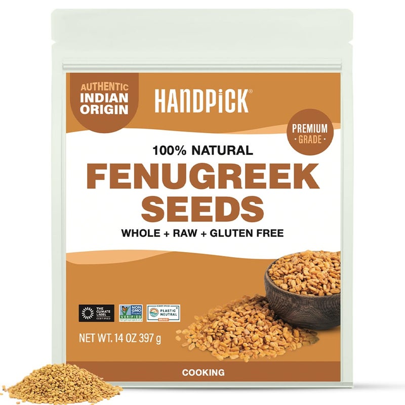 HANDPICK Fenugreek Seeds 14oz ALL NATURAL Fenugreek  Indian Origin Whole Methi Seeds Trigonella Foenum Graecum Fenogreco En Semillas  Resealable Ziplock Pouch - Image 3