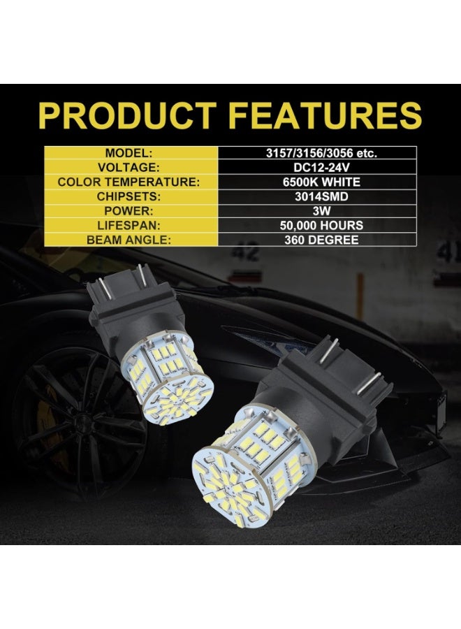 4PCS 3157 مصباح LED الاحتياطي للضوء العكسي 12V-24V سوبر برايت 3156 3056 3057 3047 4157 LED استبدال مجموعة ضوء للسيارة الاحتياطي للضوء العكسي الذيل الفرامل تحول إشارة الأضواء - زينون أبيض - Image 2